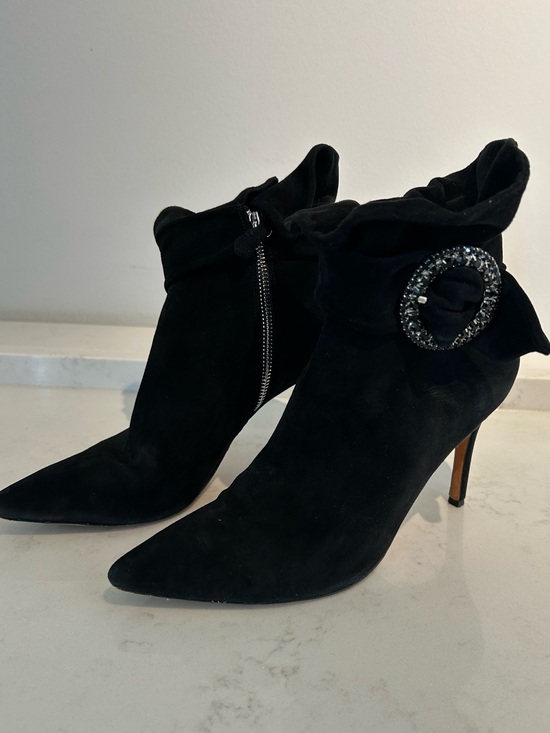 Badgley Mischka Shoes - Badgley Mischka Suede Stiletto Booties, Size 8